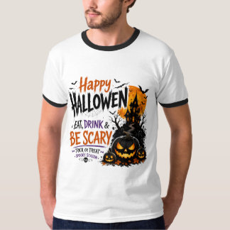 Fijne Halloween Eet Drink Wees Schrikwekkend Ringe T-shirt