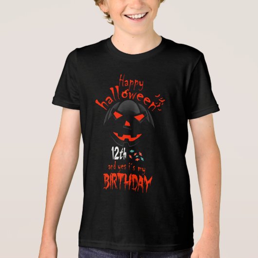 Fijne Halloween en ja, het is mijn 12e verjaardag Tri-Blend Shirt (Voorkant)