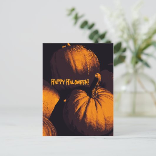 Fijne halloween enroze pompoen briefkaart (Staand voorkant)