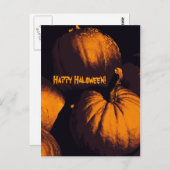 Fijne halloween enroze pompoen briefkaart (Voorkant / Achterkant)