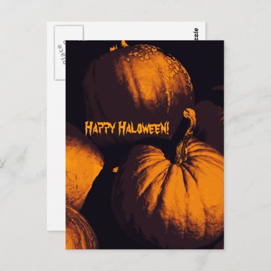 Fijne halloween enroze pompoen briefkaart (Voorkant / Achterkant)