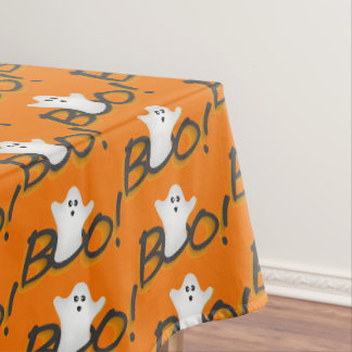 Fijne Halloween-feest Oranje Schattig Geest Woord Tafelkleed