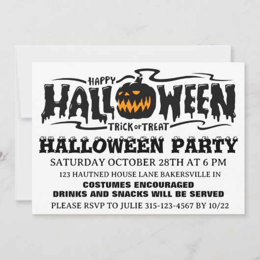 Fijne Halloween-feest uitnodiging (Voorkant)