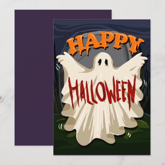 Fijne Halloween Geest Feestdagenkaart (Voorkant / Achterkant)
