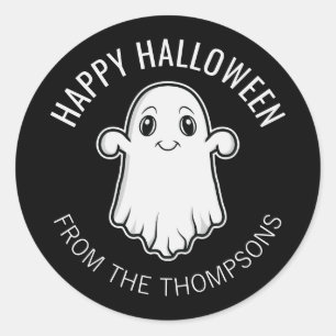 Fijne Halloween Geest Glimlachende Aangepaste Teks Ronde Sticker