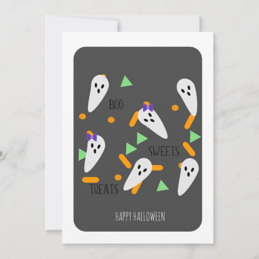 Fijne Halloween Geest Spikkels Kaart (Voorkant)