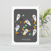 Fijne Halloween Geest Spikkels Kaart (Staand voorkant)