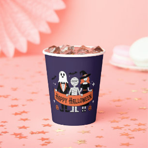 Fijne Halloween Ghost, Mummy en Witch Paarse Papieren Bekers