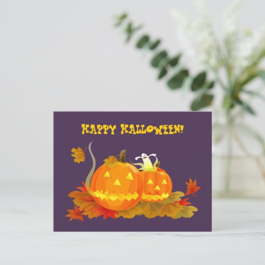 Fijne Halloween! Grappige Jack O'Lantern Briefkaart (Staand voorkant)