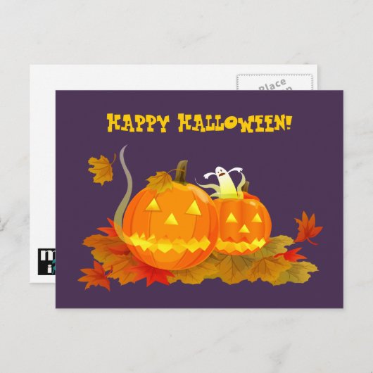Fijne Halloween! Grappige Jack O'Lantern Briefkaart (Voorkant / Achterkant)