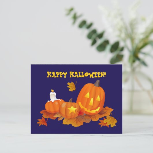 Fijne Halloween! Grappige Jack O'Lanterns Briefkaart (Staand voorkant)