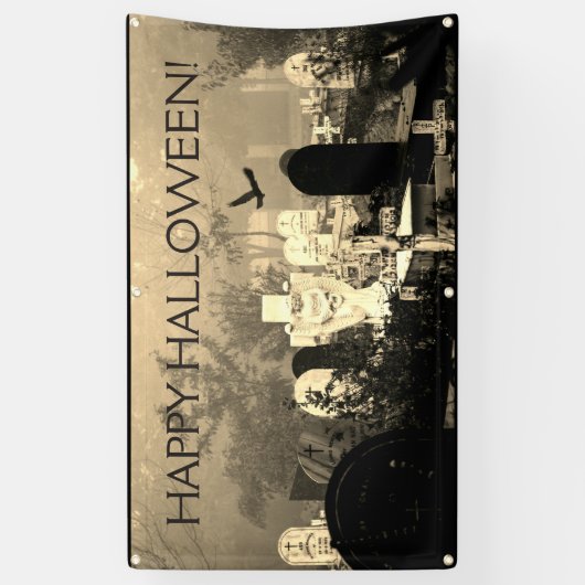 FIJNE HALLOWEEN! Graveyard-banner Spandoek (Verticaal)