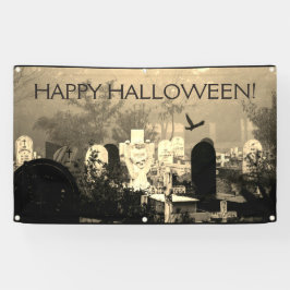 FIJNE HALLOWEEN! Graveyard-banner Spandoek
