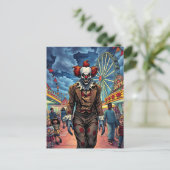 Fijne Halloween | griezelige clown Briefkaart (Staand voorkant)