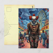 Fijne Halloween | griezelige clown Briefkaart (Voorkant / Achterkant)