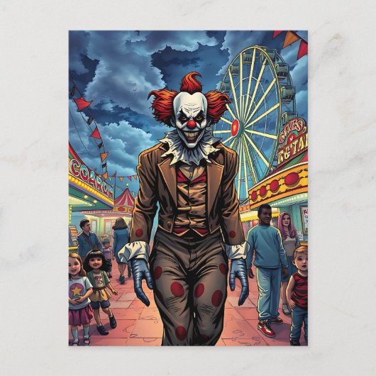 Fijne Halloween | griezelige clown Briefkaart (Voorkant)