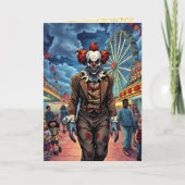 Fijne Halloween | griezelige clown Kaart (Voorkant)