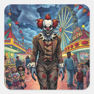 Fijne Halloween   griezelige clown Vierkante Sticker
