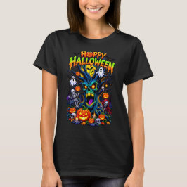 Fijne Halloween Griezelige Gehaunte Boom Ontwerp T-shirt