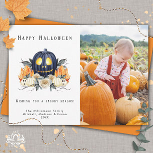 Fijne Halloween Griezelige Pompoenen Kristallen Fo Feestdagenkaart