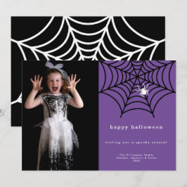 Fijne Halloween Griezelige Spinneweb Fototemplate Feestdagenkaart