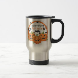 Fijne Halloween Griezelseizoen Viering Ontwerp Reisbeker