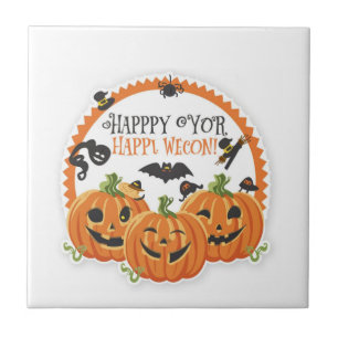 Fijne Halloween Griezelseizoen Viering Ontwerp Tegeltje