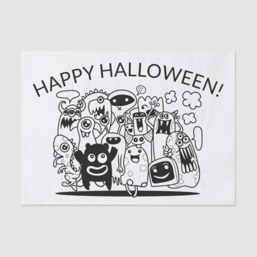 FIJNE HALLOWEEN! HAPPY MONSTERS Tissue Paper Tissuepapier (Voorkant)