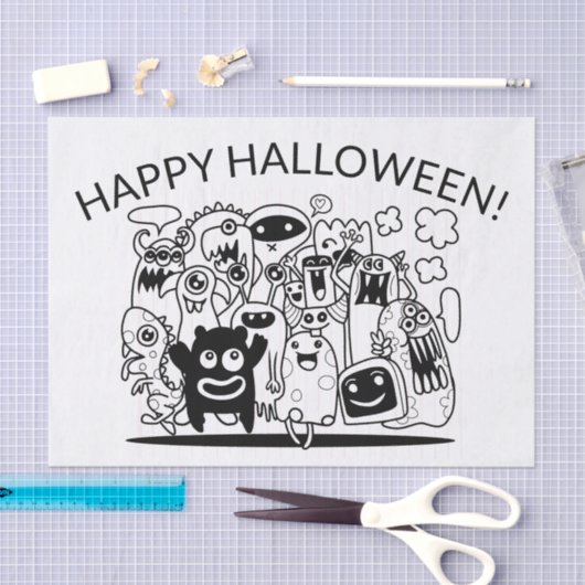 FIJNE HALLOWEEN! HAPPY MONSTERS Tissue Paper Tissuepapier (Craft)