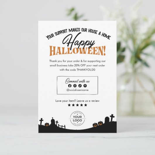 Fijne Halloween! Haunted House Spooky Bedankt (Staand voorkant)