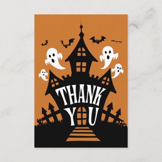 Fijne Halloween! Haunted House Spooky Bedankt (Achterkant)