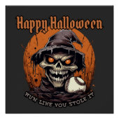 Fijne Halloween, honkbalspeler Perfect Poster (Voorkant)