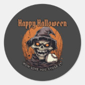 Fijne Halloween, honkbalspeler Ronde Sticker (Voorkant)