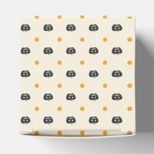 Fijne Halloween. Jack O lantaarn witte polka stipp Bedankdoosjes (Bovenkant)