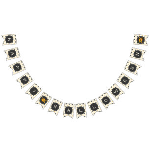 Fijne Halloween. Jack O lantaarn witte polka stipp Vlaggetjes