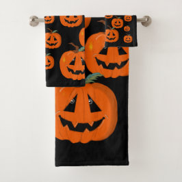 Fijne Halloween Jack O Lantern Illustratieve Kunst Bad Handdoek