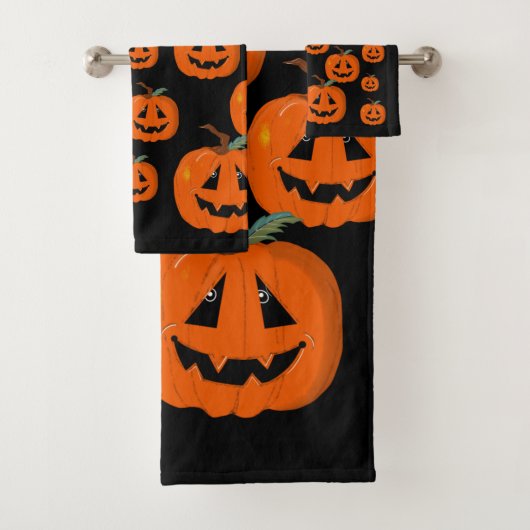Fijne Halloween Jack O Lantern Illustratieve Kunst Bad Handdoek (Insitu)