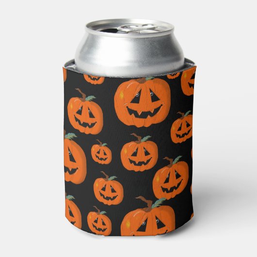 Fijne Halloween Jack O Lantern Illustratieve Kunst Blikjeskoeler (Blikje Voorkant)