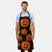 Fijne Halloween Jack O Lantern Illustratieve Kunst Schort (Gedragen)