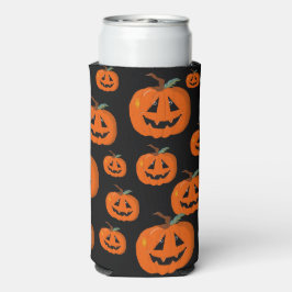 Fijne Halloween Jack O Lantern Illustratieve Kunst Seltzer Blikjeskoeler