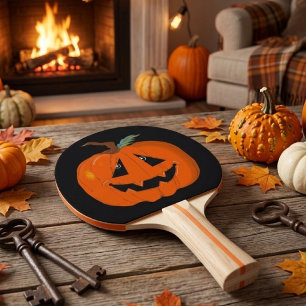 Fijne Halloween Jack O Lantern Illustratieve Kunst Tafeltennisbatje