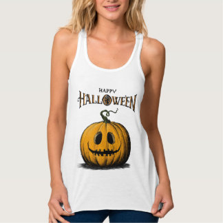 Fijne Halloween Jack O'Lantern Volwassene Oranje T Tanktop