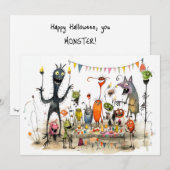 Fijne Halloween, jij monster! Feestdagenkaart (Voorkant / Achterkant)