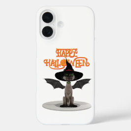 Fijne Halloween. Kat met vleugels en heks pet iPhone 16 Hoesje