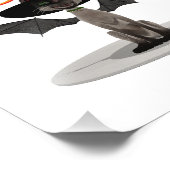 Fijne Halloween. Kat met vleugels en heks pet Foto Afdruk (Hoek)