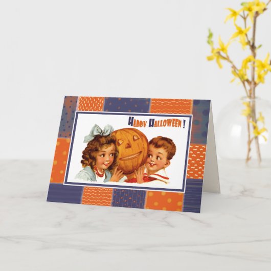 Fijne Halloween!  Kinder Halloween Kaart (Gele Bloem)