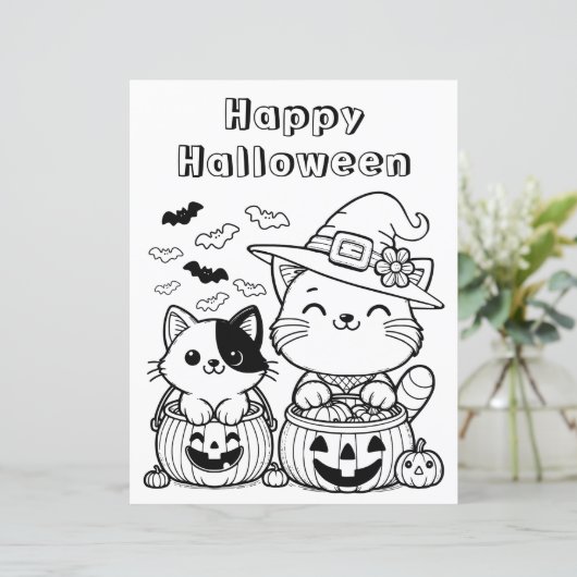 Fijne Halloween | kleurplaat (Staand voorkant)