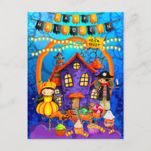 Fijne Halloween kostuum kinder feestviering Briefkaart
