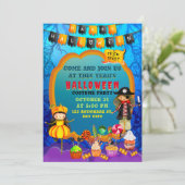 Fijne Halloween kostuum kinder feestviering Kaart (Staand voorkant)
