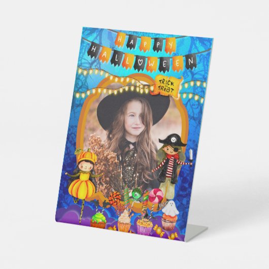 Fijne Halloween kostuum kinder feestviering Reclamebord Met Voetstuk (Voorkant)